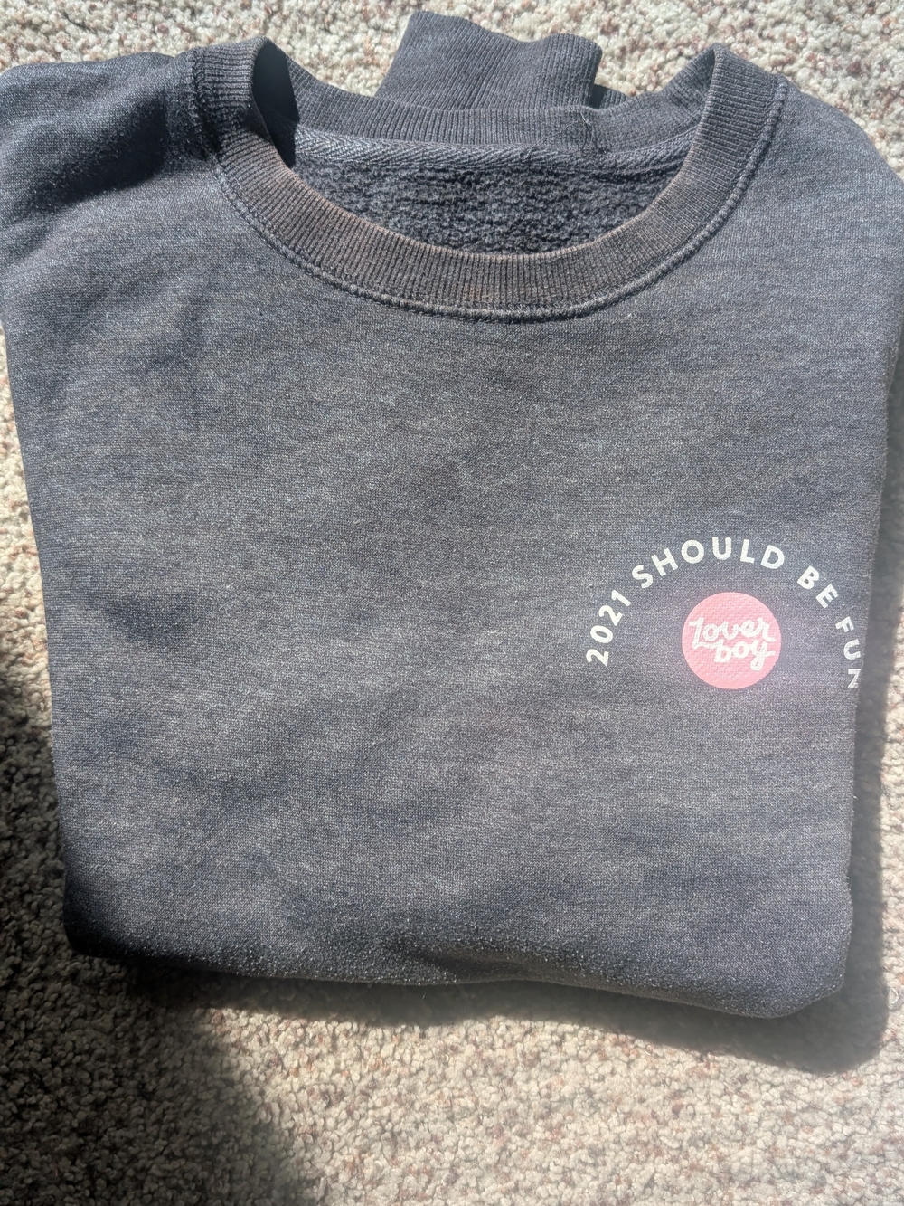 Loverboy Charcoal Graphic Sweatshirt with Pink Logo